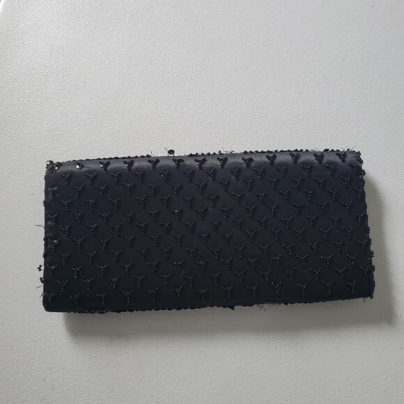 Vintage Black Beaded Evening Clutch Purse Handmade Bag Formal Hong Kong - Picture 2 of 10